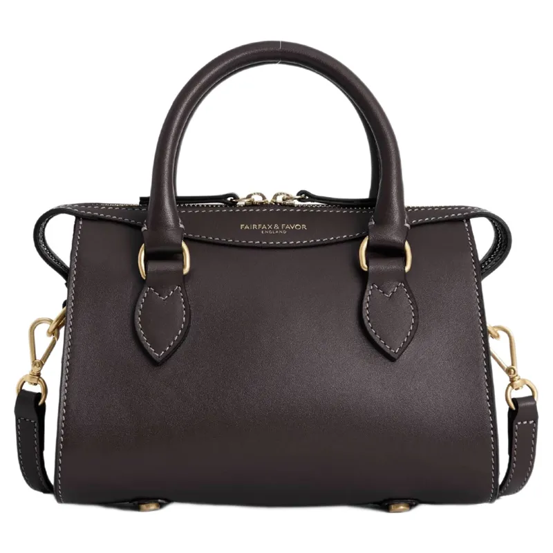 Fairfax and Favor Mini Kew Top Handle Bag in Mahogany Leather