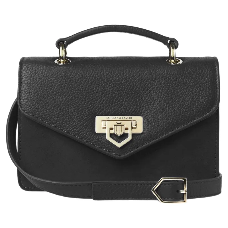 Fairfax and Favor Mini Loxley Crossbody Bag in Black Suede