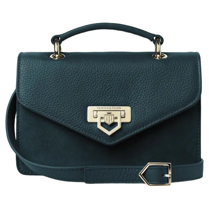 Fairfax and Favor Mini Loxley Crossbody Bag in Teal Suede