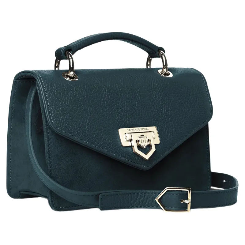 Fairfax and Favor Mini Loxley Crossbody Bag in Teal Suede-1