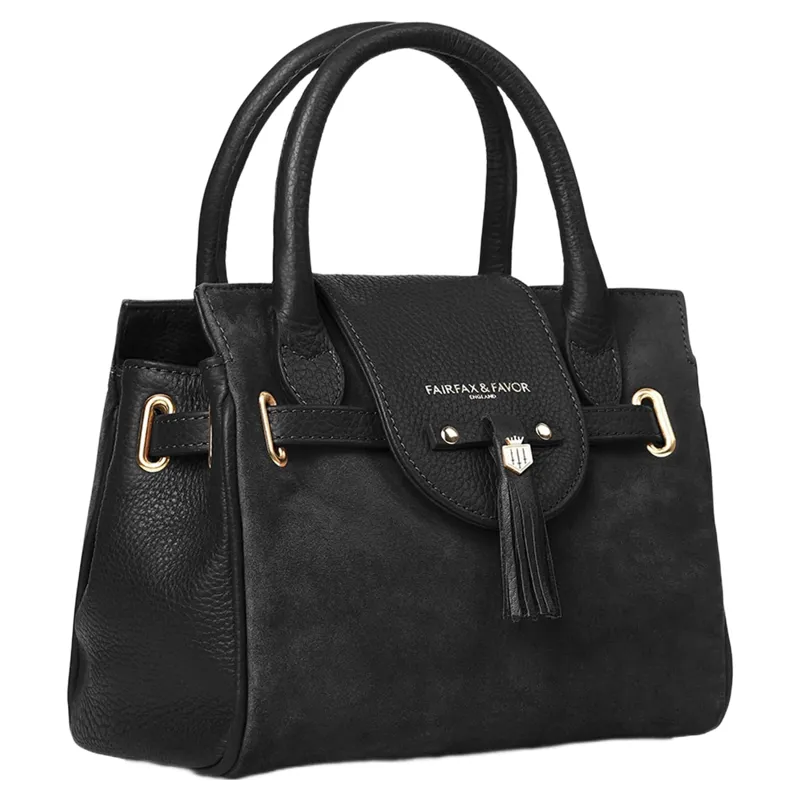 Fairfax and Favor Mini Windsor Handbag in Black Suede-1