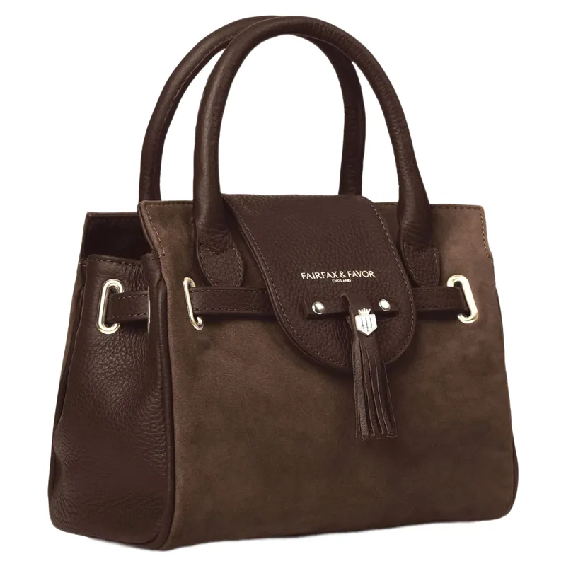 Fairfax and Favor Mini Windsor Handbag in Chocolate Suede-4