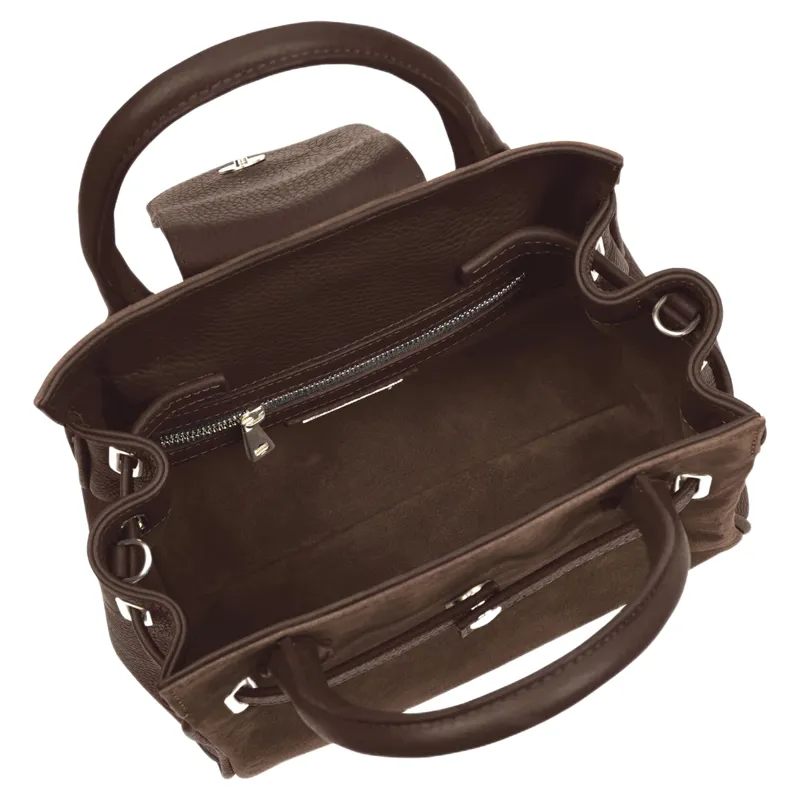 Fairfax and Favor Mini Windsor Handbag in Chocolate Suede-1