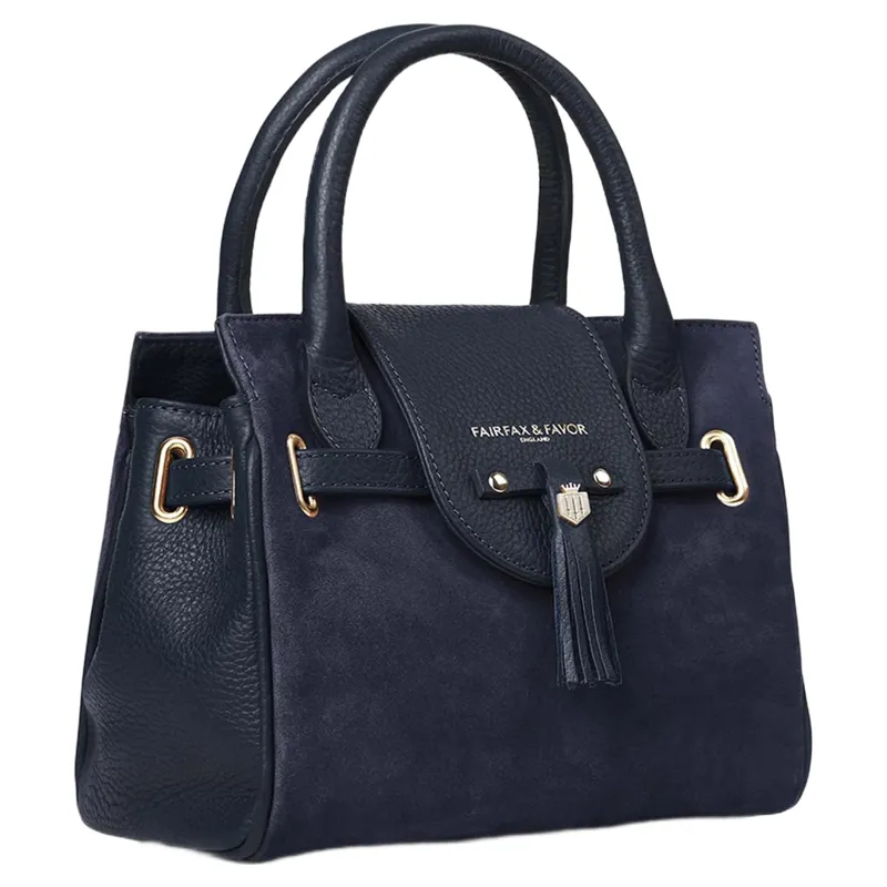 Fairfax and Favor Mini Windsor Handbag in Navy Suede-1