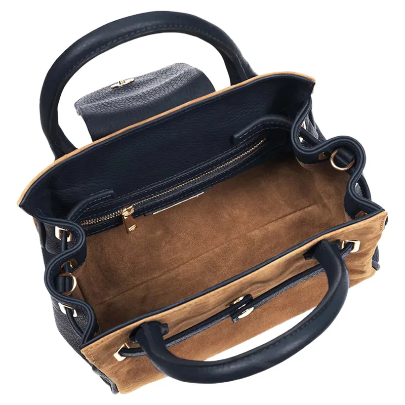 Fairfax and Favor Mini Windsor Handbag in Tan/Navy-3