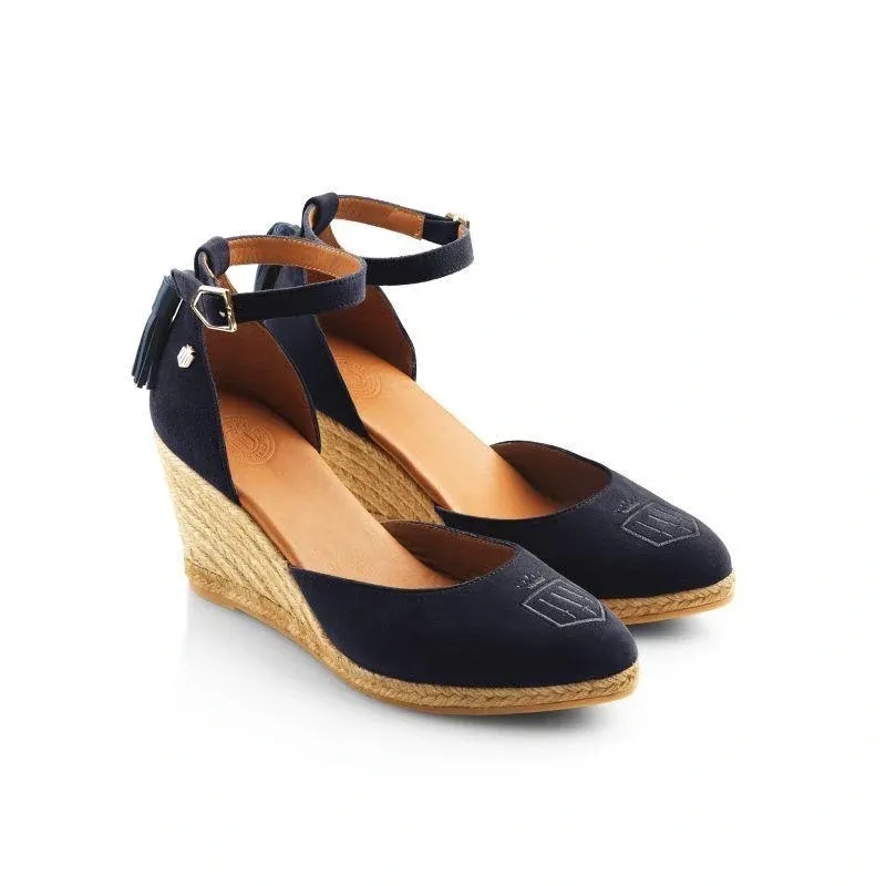 Fairfax and Favor Monaco Wedge Sandal in Navy-1