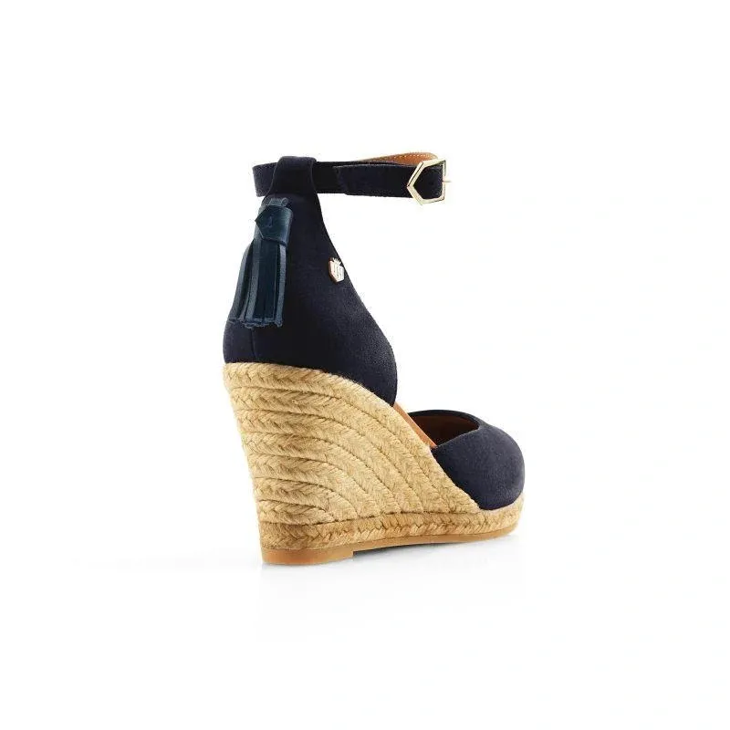 Fairfax and Favor Monaco Wedge Sandal in Navy-2