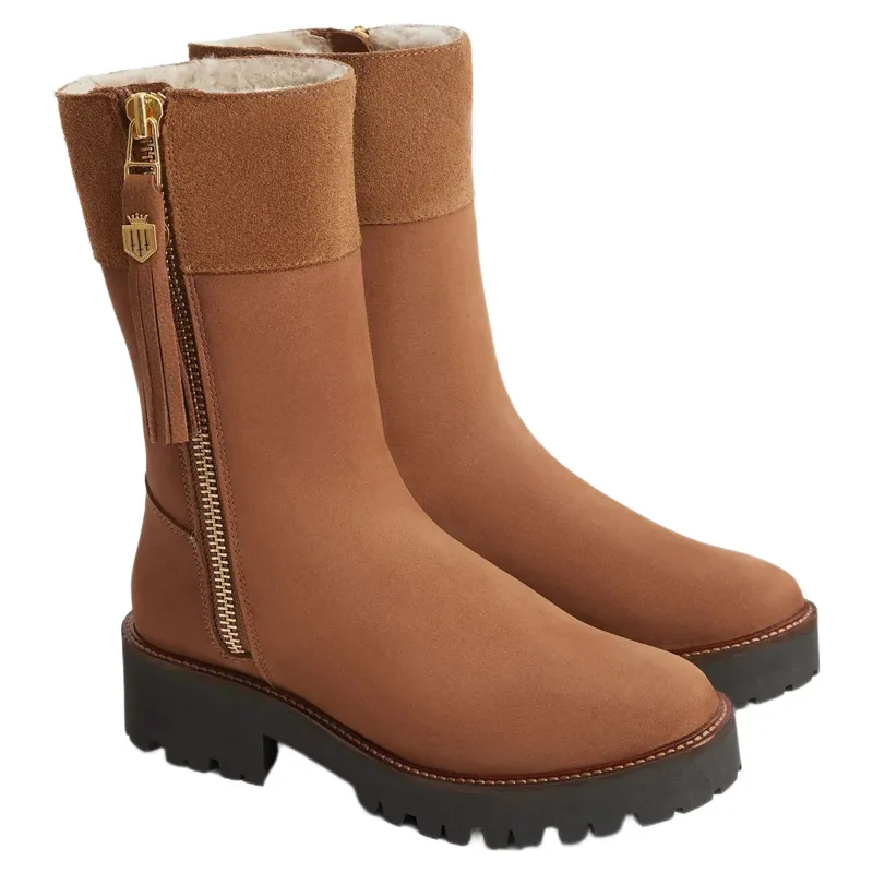 Fairfax and Favor Paris Shearling Lined Boot in Cognac Nubuck-1