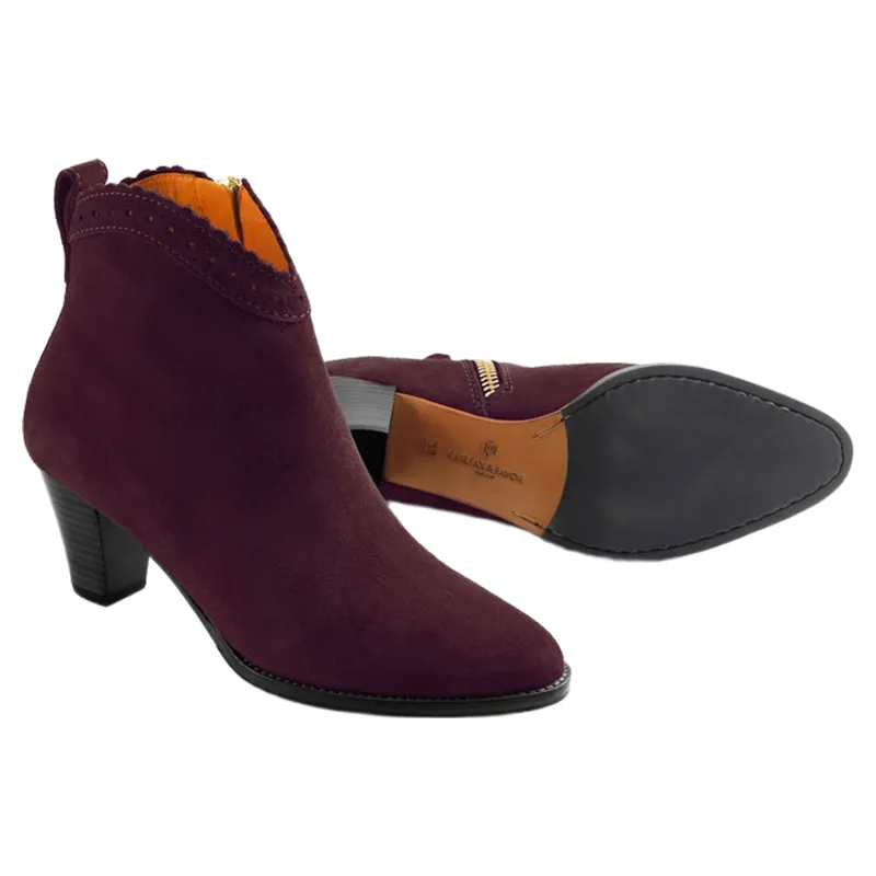 Fairfax and Favor Regina Ankle Boot in Plum Suede-3