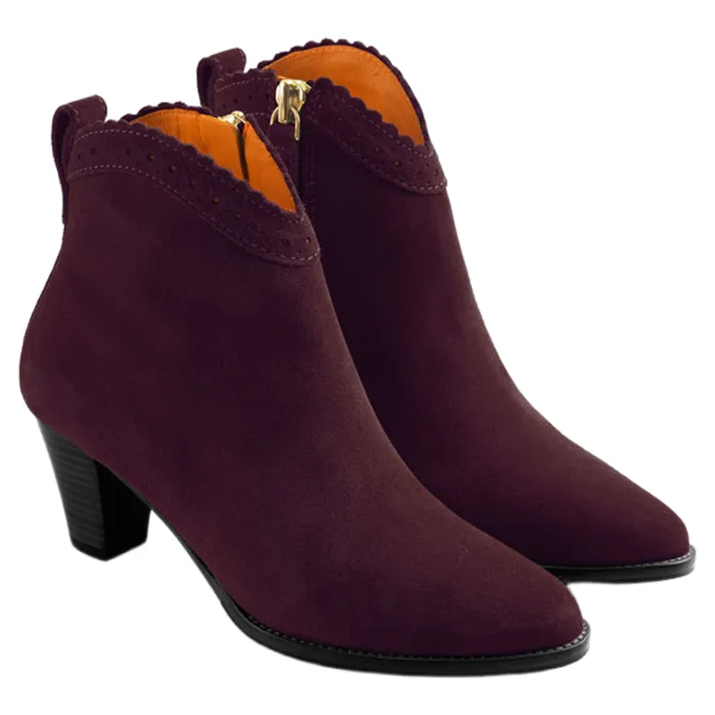 Fairfax and Favor Regina Ankle Boot in Plum Suede-1