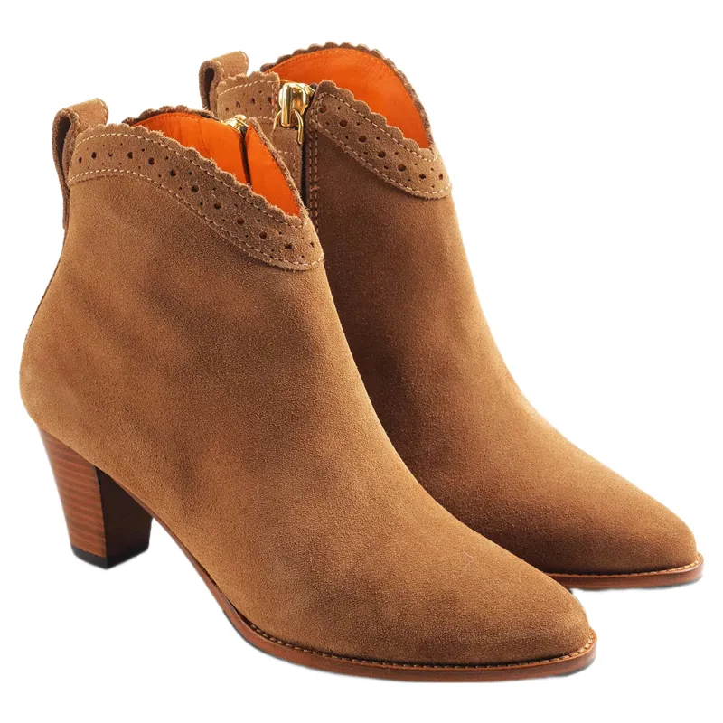Fairfax and Favor Regina Ankle Boot in Tan Suede-1