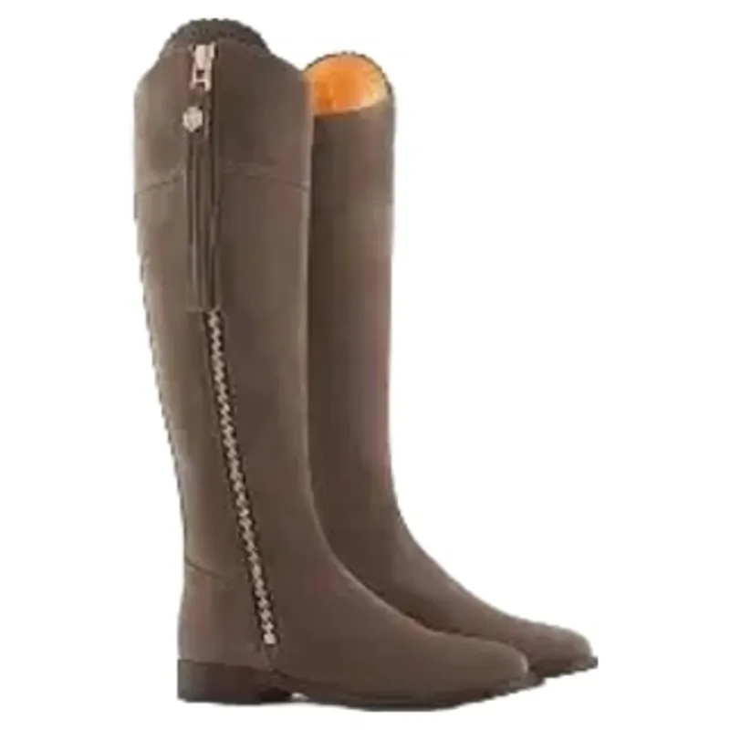 Fairfax and Favor Regina Flat Boot Regular Fit in Fog Suede-1