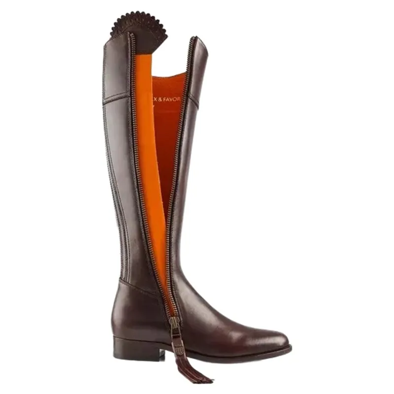 Fairfax and Favor Regina Flat Boots Narrow Fit in Mahogany Leather-2