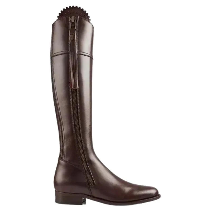 Fairfax and Favor Regina Flat Boots Narrow Fit in Mahogany Leather