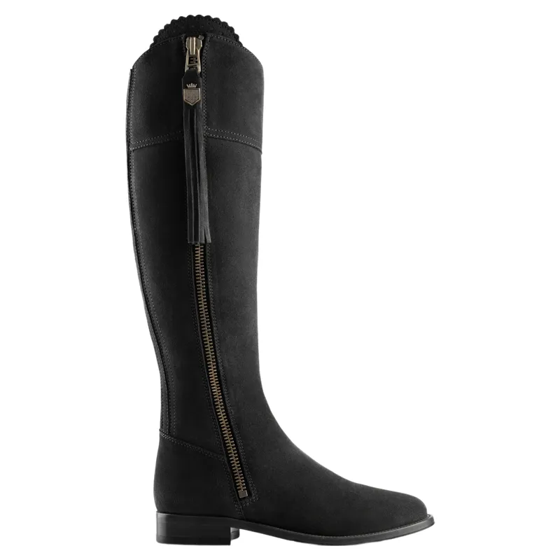 Fairfax and Favor Regina Flat Boots Sporting Fit in Black Suede