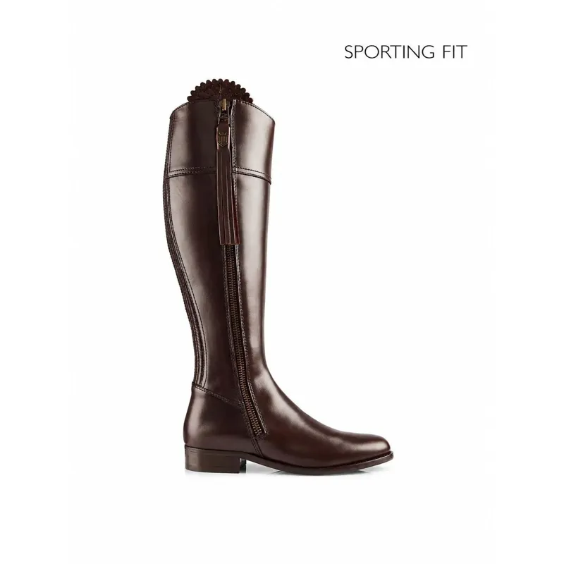 Fairfax and Favor Regina Flat Boots Sporting Fit in Mahogany Leather