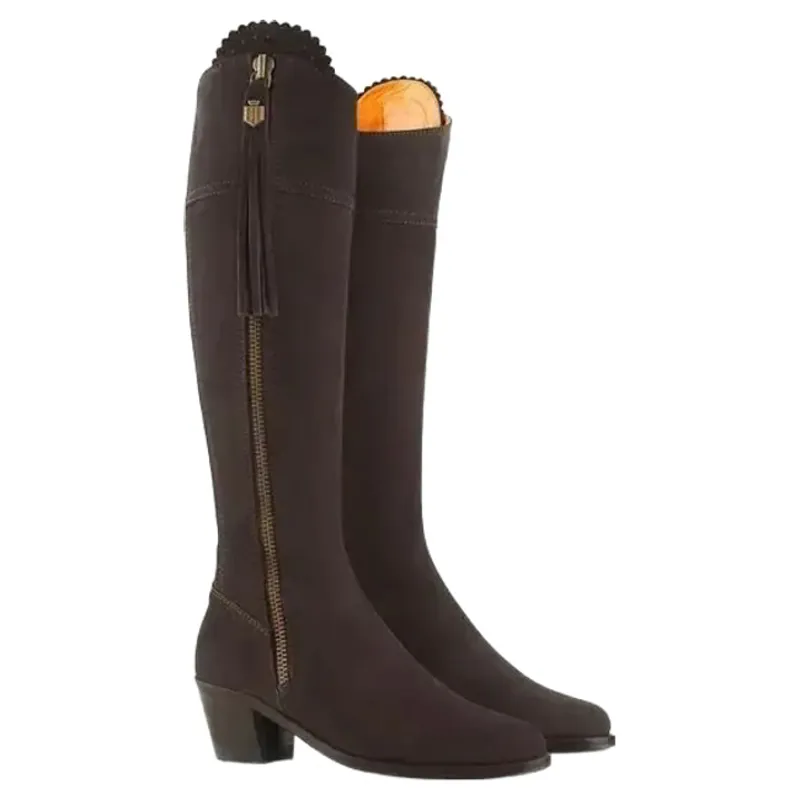 Fairfax and Favor Regina Heeled Boots Narrow Fit in Chocolate Suede-1