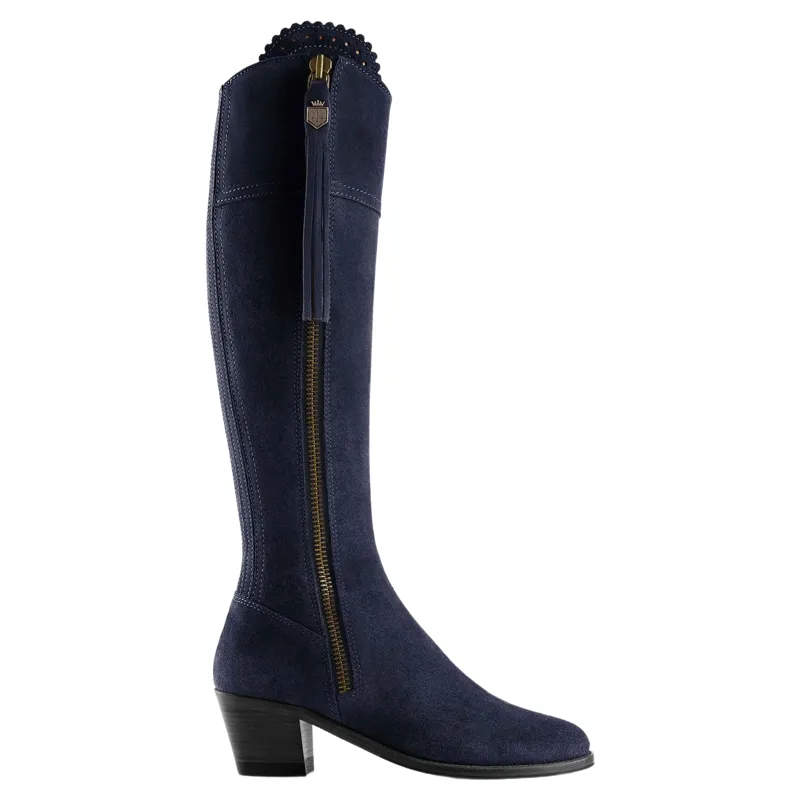 Fairfax and Favor Regina Heeled Boots Regular Fit in Navy Suede