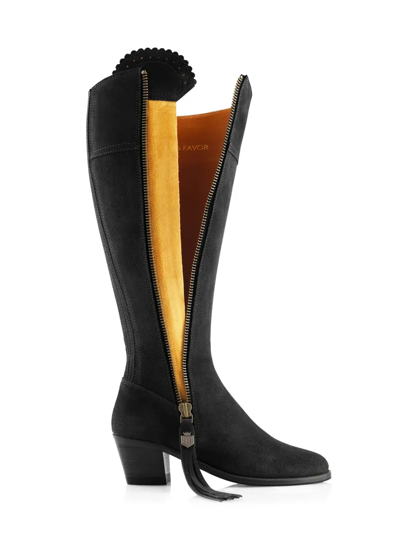 Fairfax and Favor Regina Heeled Boots Sporting Fit in Black Suede-2