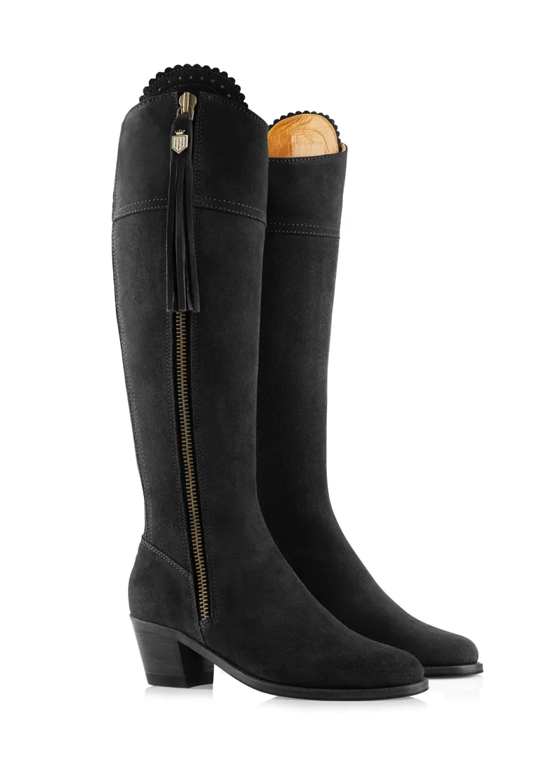 Fairfax and Favor Regina Heeled Boots Sporting Fit in Black Suede-1