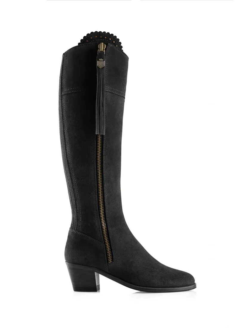 Fairfax and Favor Regina Heeled Boots Sporting Fit in Black Suede