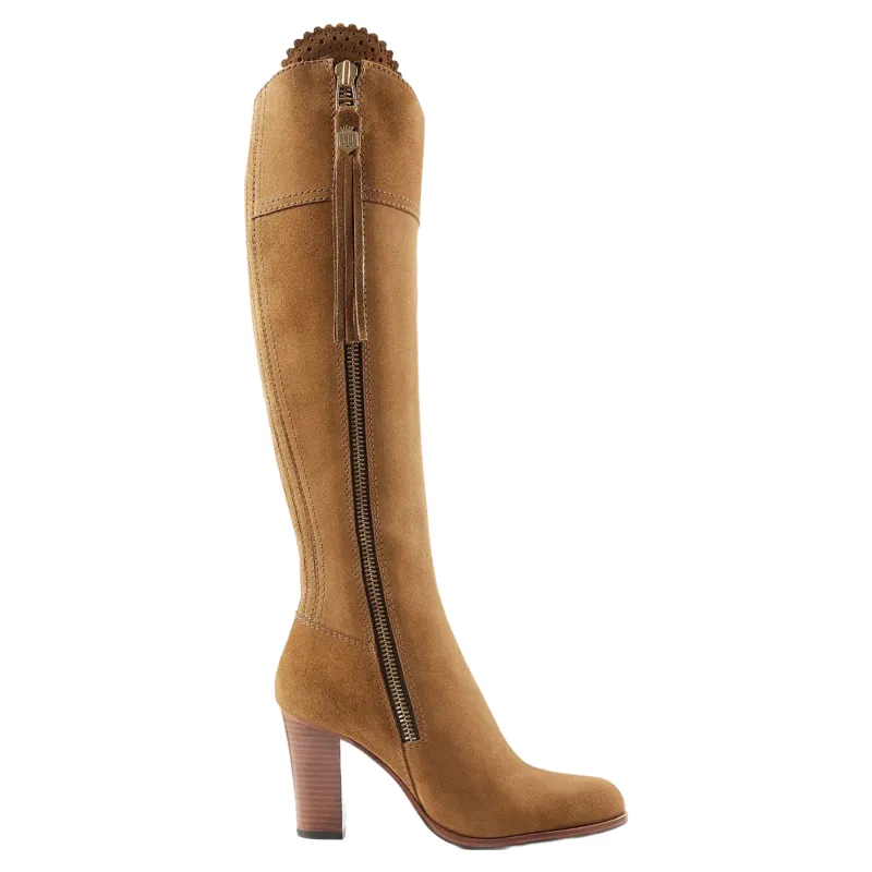 Fairfax and Favor Regina High Heeled Boots Regular Fit in Tan Suede