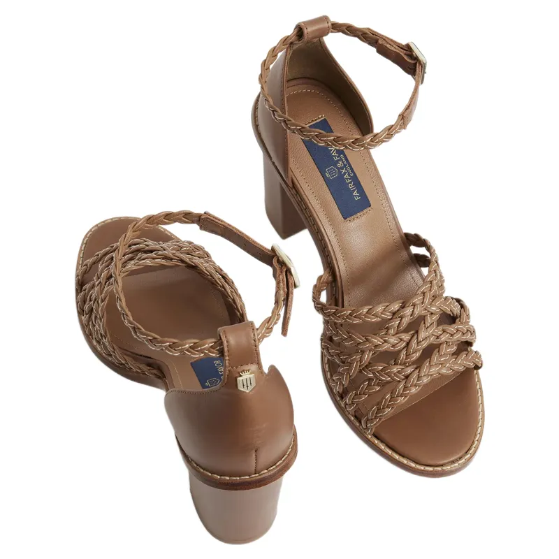 Fairfax and Favor Seville Heel Sandal in Tan Leather-3