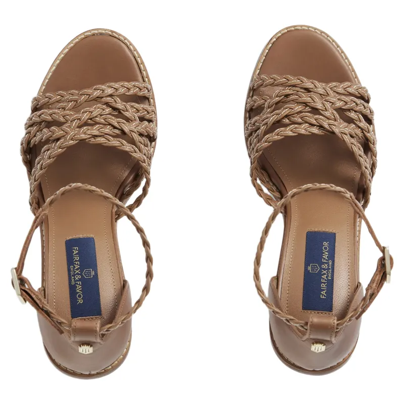 Fairfax and Favor Seville Heel Sandal in Tan Leather-2