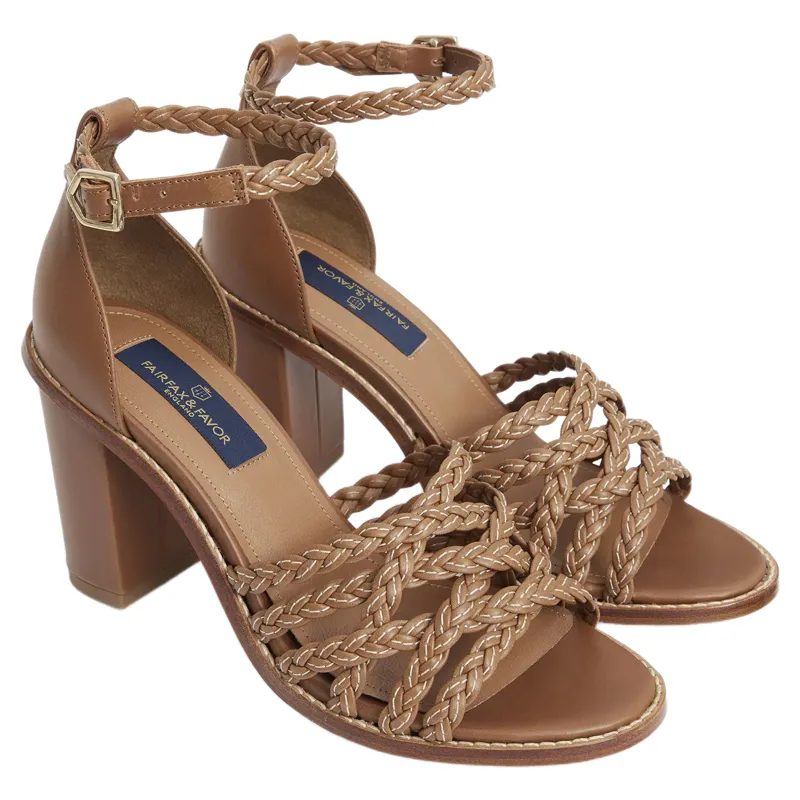 Fairfax and Favor Seville Heel Sandal in Tan Leather-1