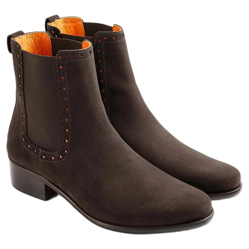 Fairfax and Favor The Brogued Chelsea Boot in Chocolate Suede-1