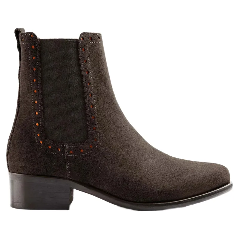 Fairfax and Favor The Brogued Chelsea Boot in Chocolate Suede