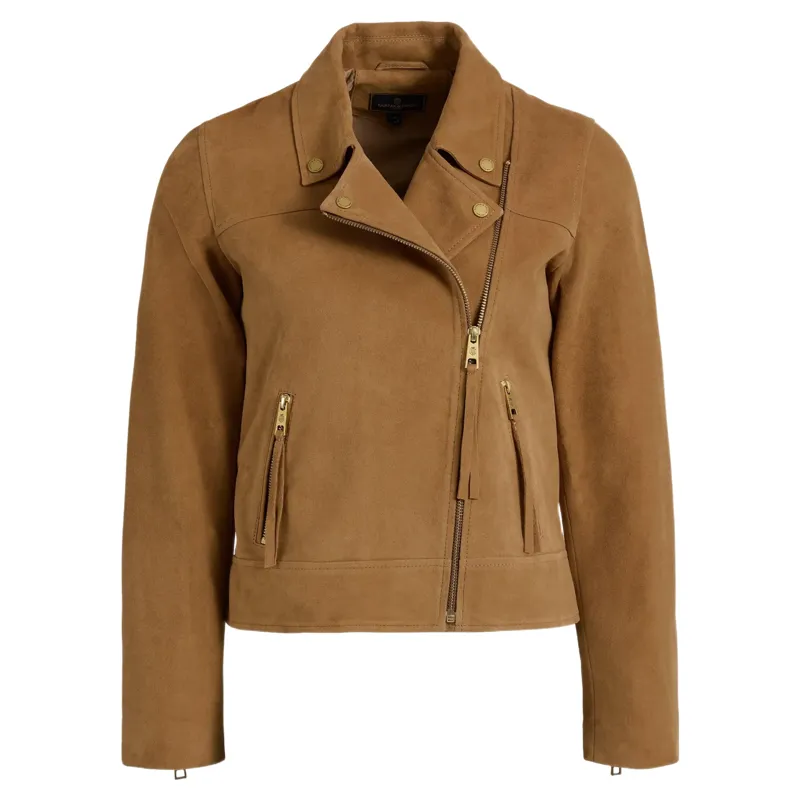 Fairfax and Favor Thea Biker Jacket in Honey Tan Suede