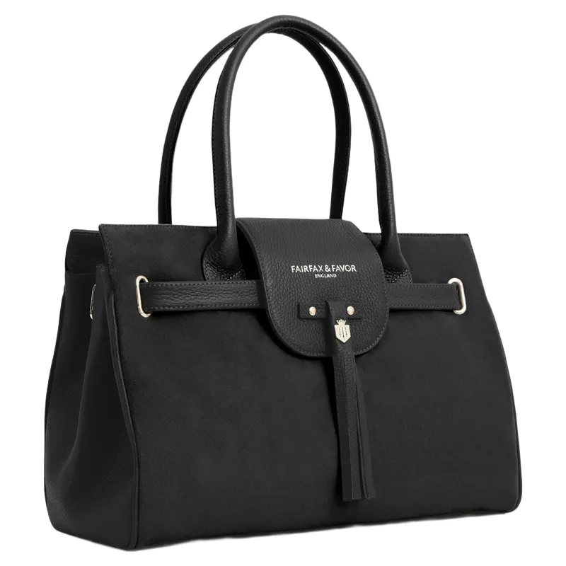 Fairfax and Favor Windsor Bag in Black Suede-1