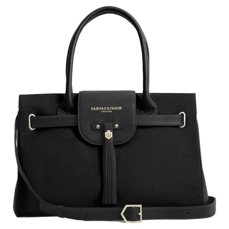 Fairfax and Favor Windsor Bag in Black Suede