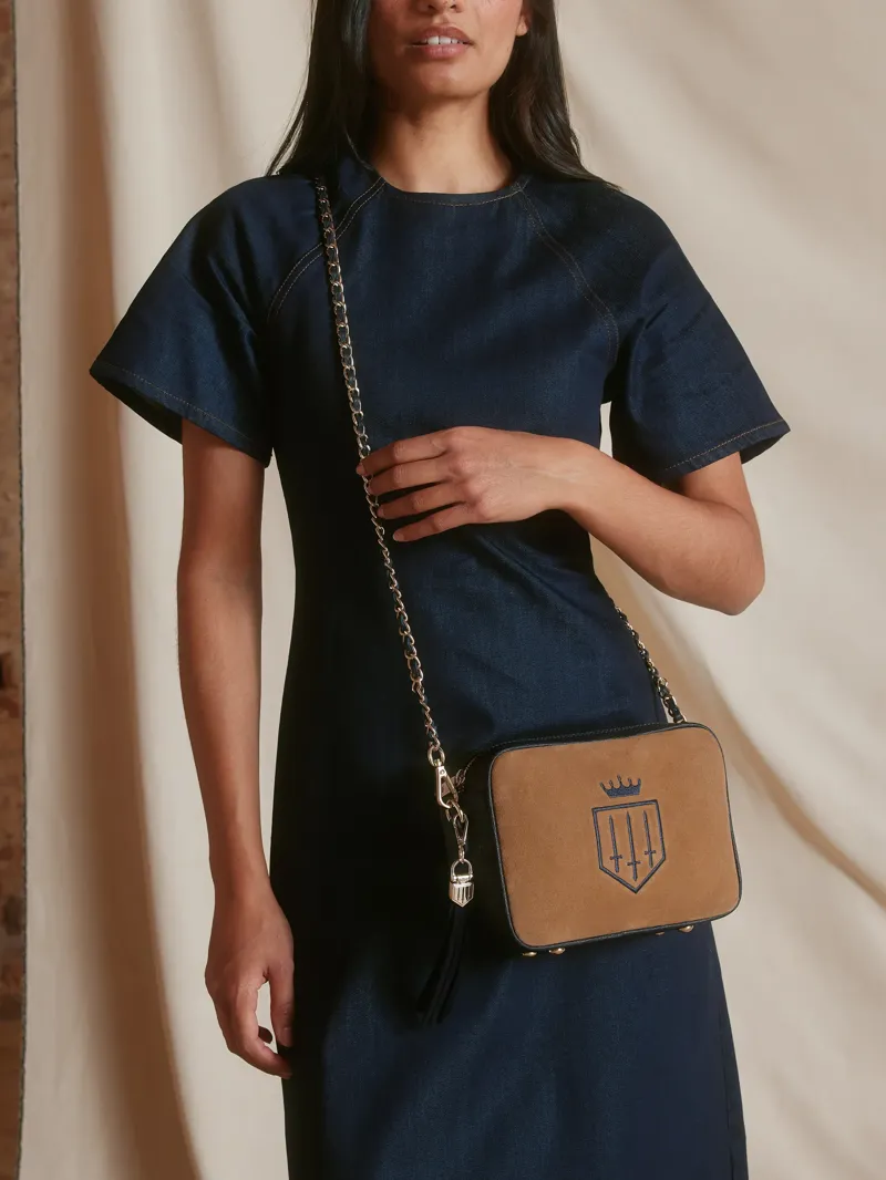 Fairfax and Favor Finsbury Crossbody Bag in Tan/Navy-5