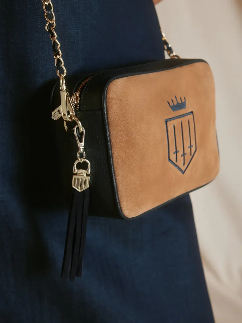 Fairfax and Favor Finsbury Crossbody Bag in Tan/Navy-4