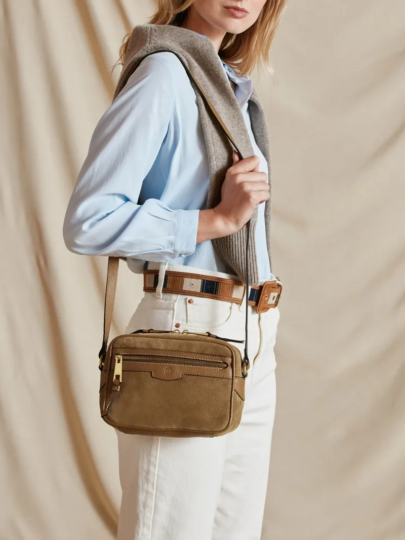 Fairfax and Favor Fulham Crossbody Bag in Tan Suede-4