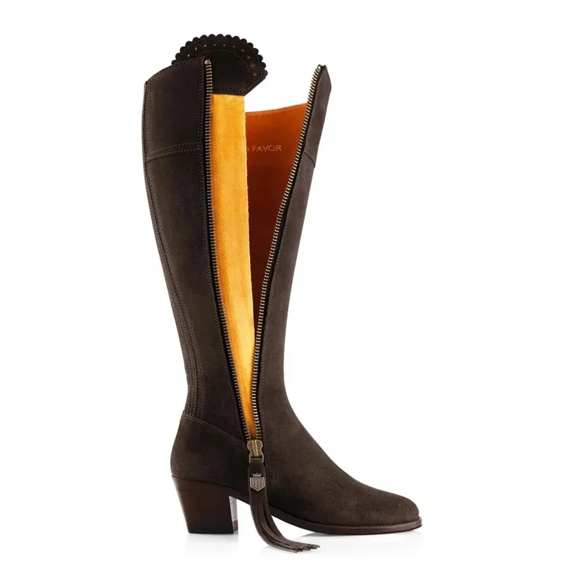 Fairfax and Favor Regina Heeled Boots Sporting Fit in Chocolate Suede-3