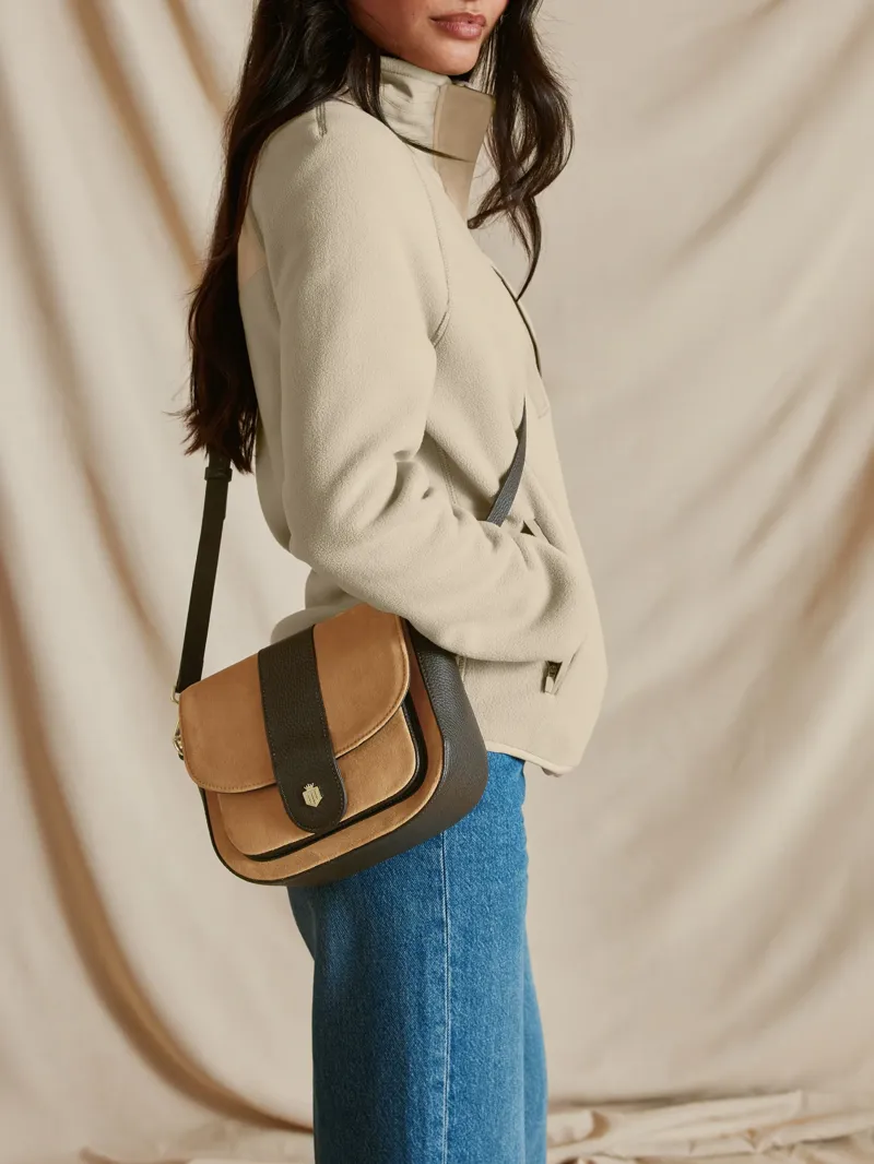 Fairfax and Favor Highcliffe Bag in Tan Suede-3