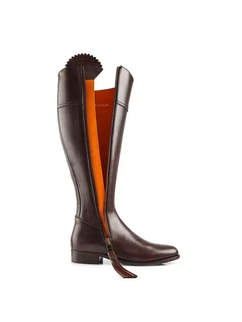Fairfax and Favor Regina Flat Boots Sporting Fit in Mahogany Leather-3