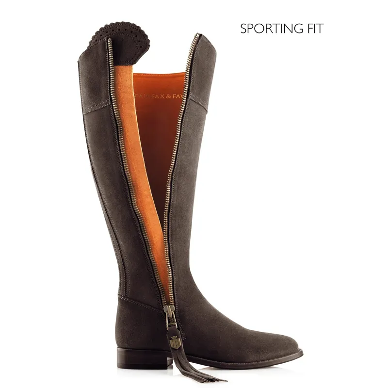 Fairfax and Favor Regina Flat Boots Sporting Fit in Chocolate Suede-3