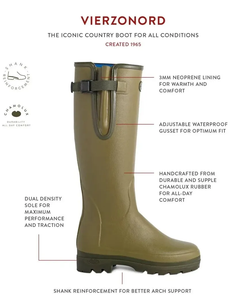 Le Chameau Womens Vierzonord Neo Lined Wellington Boots in Vert Chameau-4