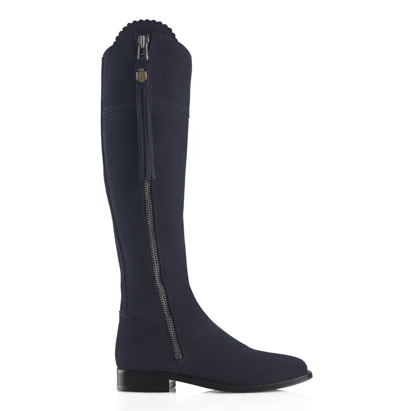 Fairfax and Favor Regina Flat Boot Regular Fit in Navy Suede