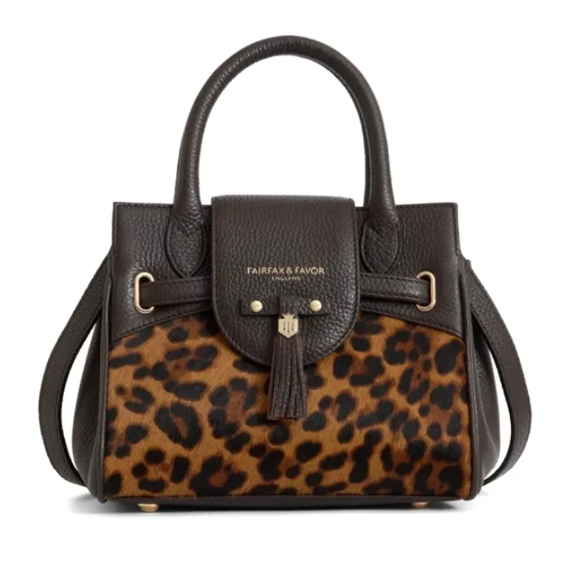 Fairfax and Favor Mini Windsor Bag in Leopard Haircalf