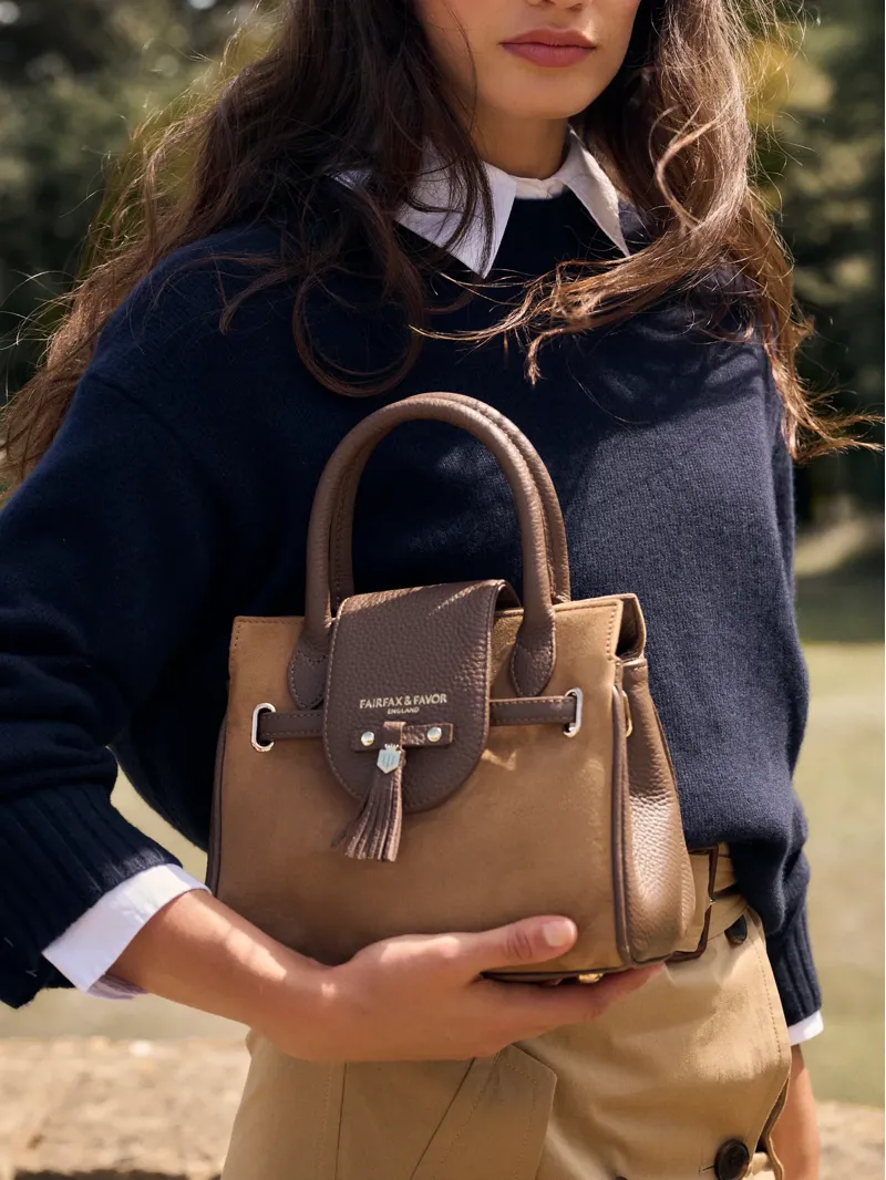 Fairfax and Favor Mini Windsor Handbag in Tan Suede-3
