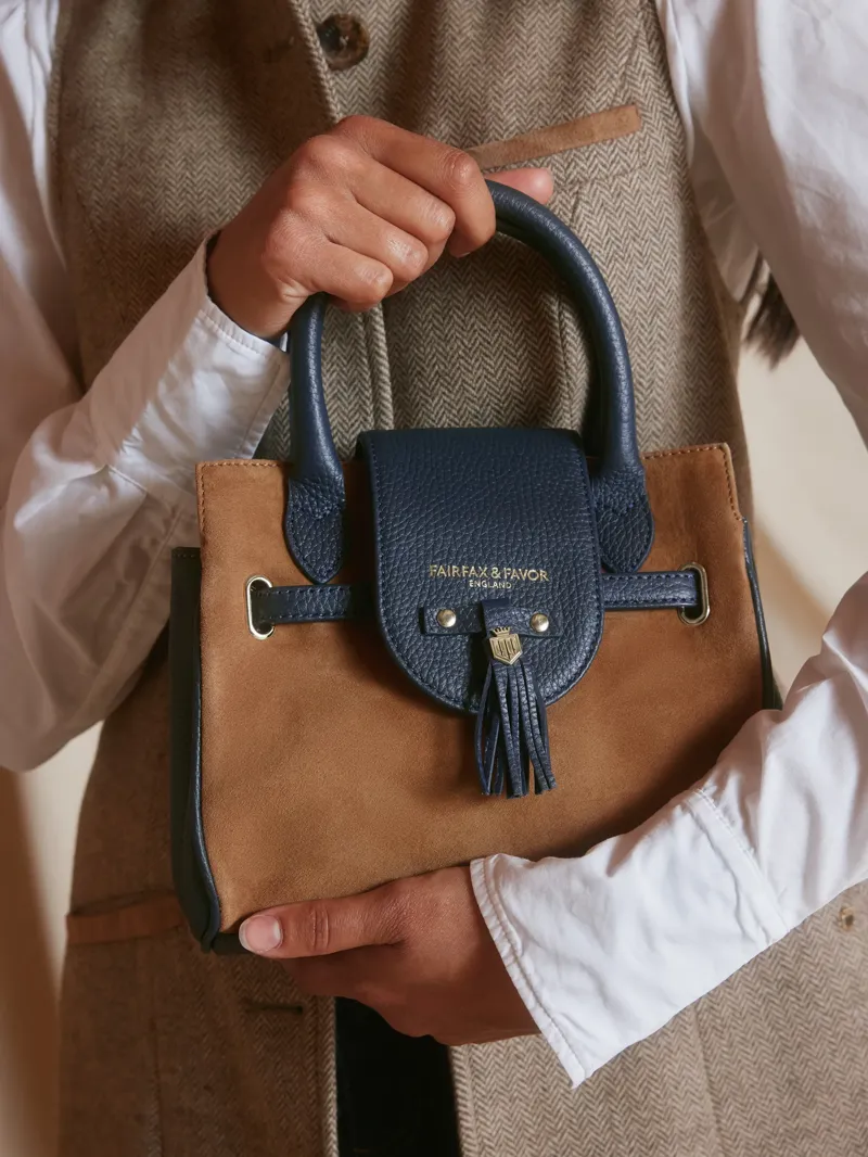 Fairfax and Favor Mini Windsor Handbag in Tan/Navy-4