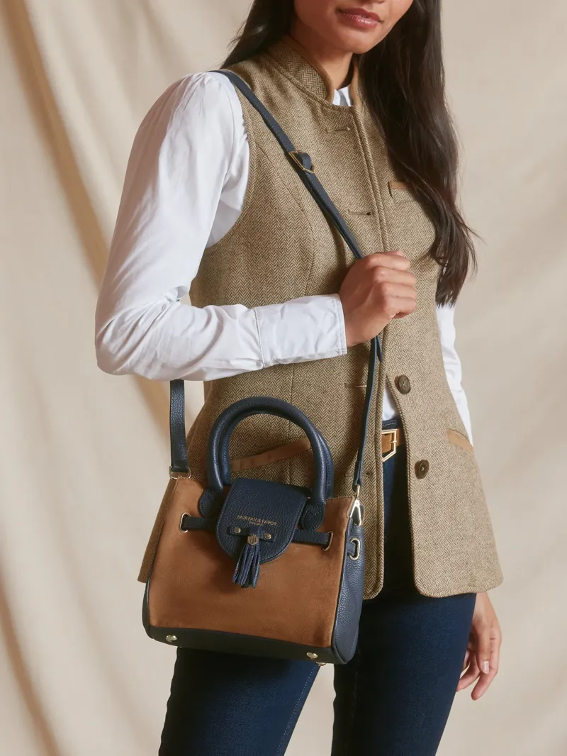 Fairfax and Favor Mini Windsor Handbag in Tan/Navy-5