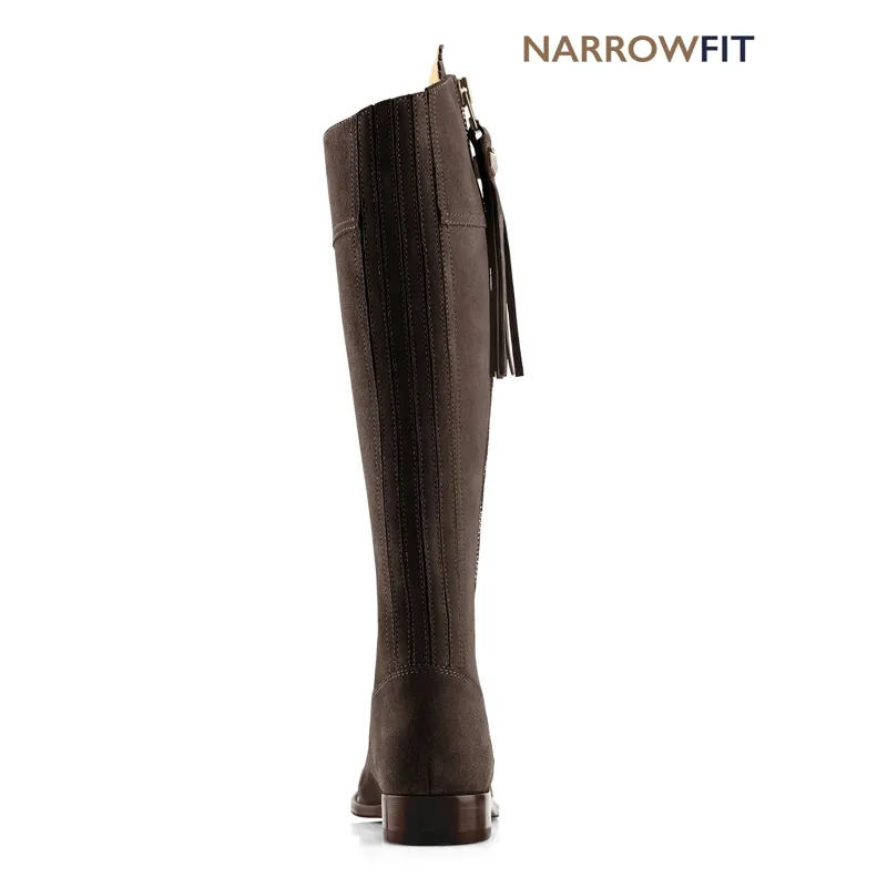 Fairfax and Favor Regina Flat Boots Narrow Fit in Chocolate Suede-2