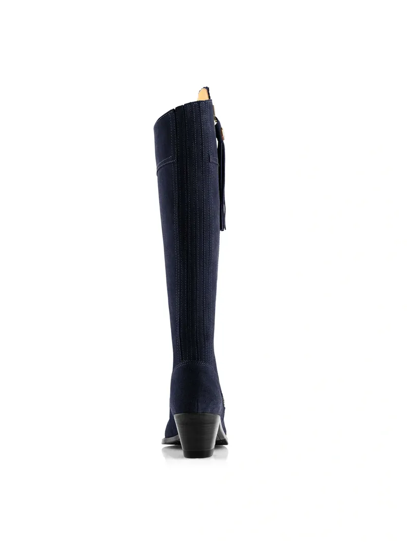 Fairfax and Favor Regina Heeled Boots Regular Fit in Navy Suede-2