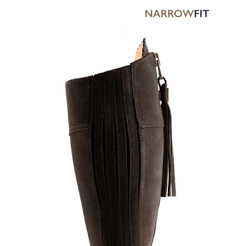 Fairfax and Favor Regina Flat Boots Narrow Fit in Chocolate Suede-3